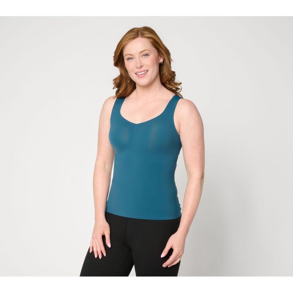Evelyn & Bobbie Women's Bra Sz L Seamless Smoothing Cami AntiqueBlue